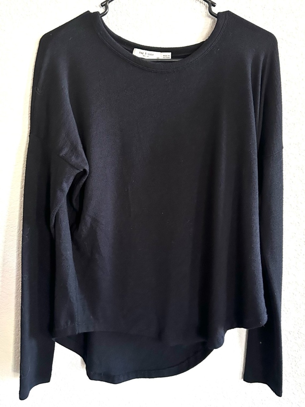 Rag and Bone Black Long-Sleeve Crewneck Top